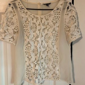 Sheer/ Crotchet White Shirt